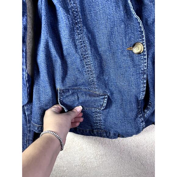 Oh! Mamma Maternity Jean Jacket Women's Size Large Pregnancy Cowgirl Fall Cozy - Picture 3 of 9